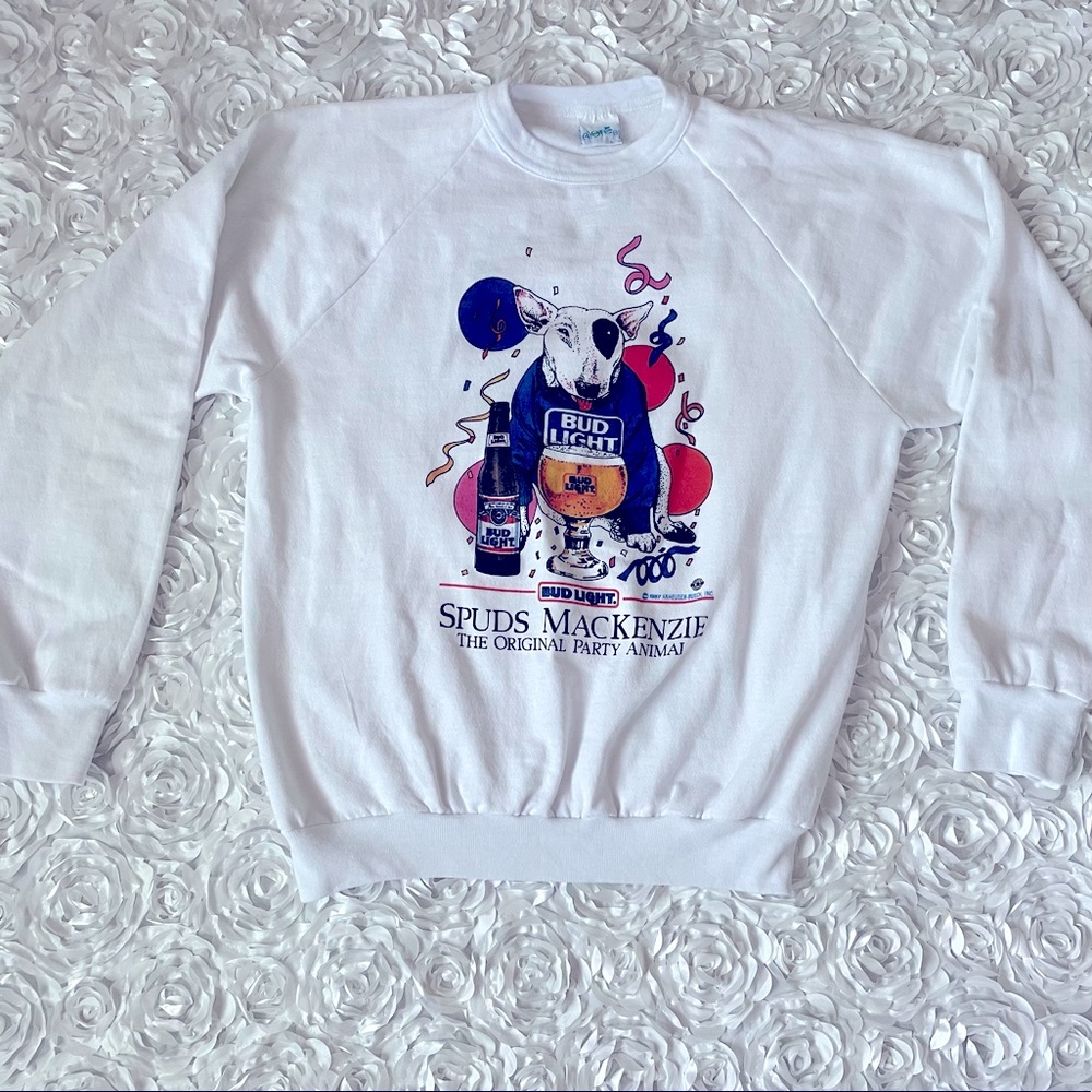 Bud Light 1987 Spuds MacKenzie White Sweatshirt